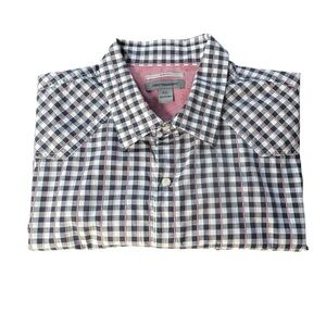 Johnston & Murphy Mens XXL Slim Fit Short Sleeve Pearl Snap Western Style Shirt